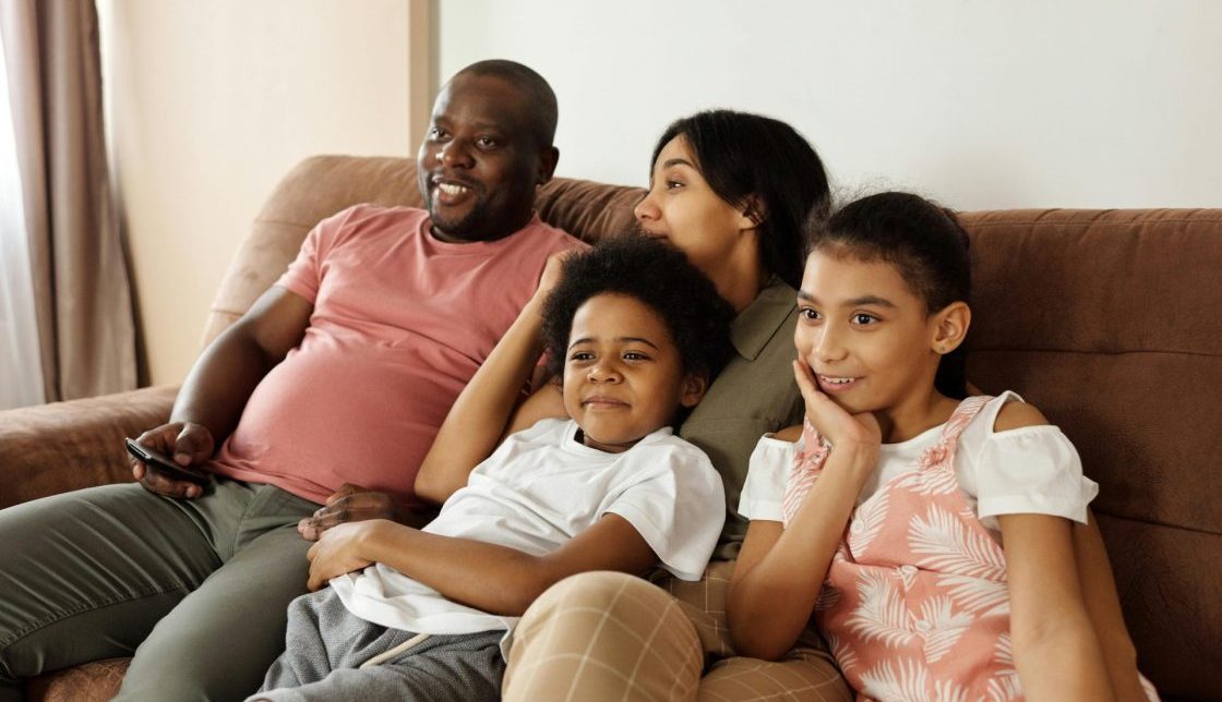 Family watching TV